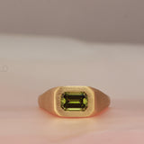 Green emerald cut signet