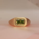 Green radiant cut signet