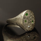 pearl foam ring with green garnets - Size 7