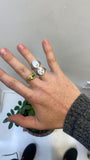 pearl foam ring with green garnets - Size 7