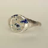 Blue enamel sandcast ring - Size 10.5