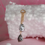 Sliding pearl earring - black tahitian pearls - one off
