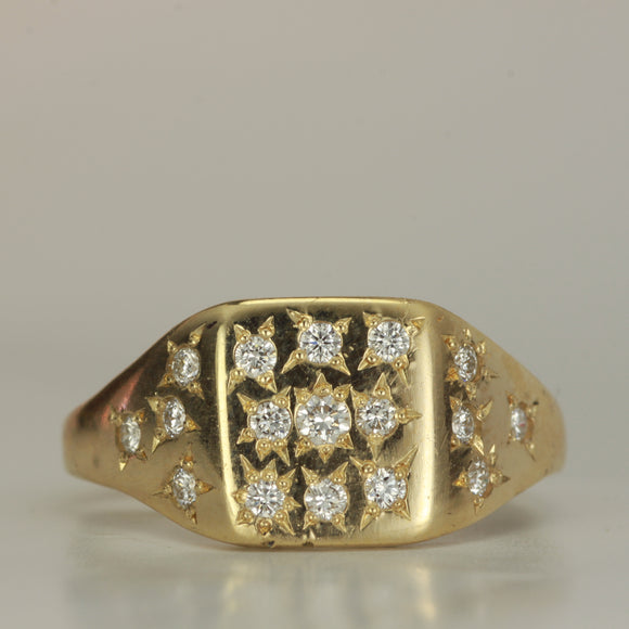 17 diamonds - signet ring