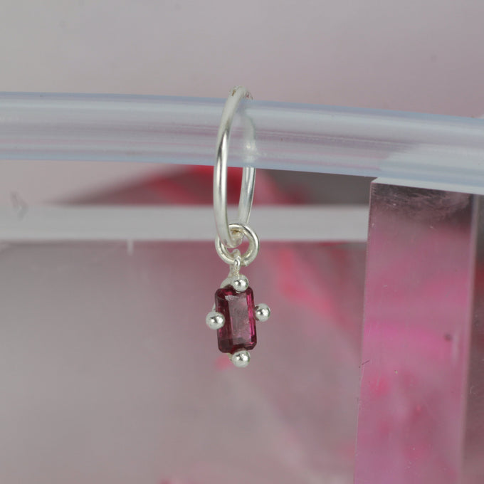 Rhodite garnet hanging hoop