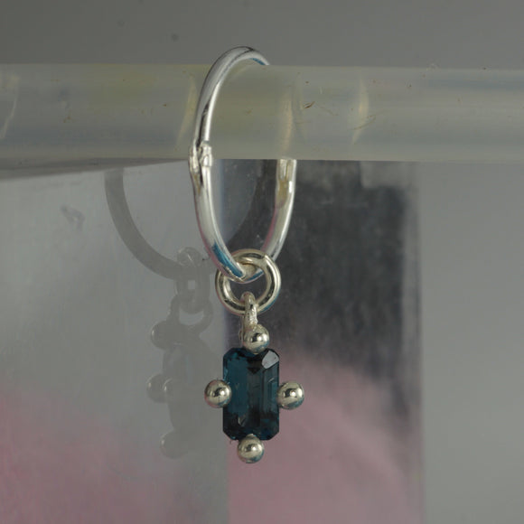 london blue topaz hanging hoop