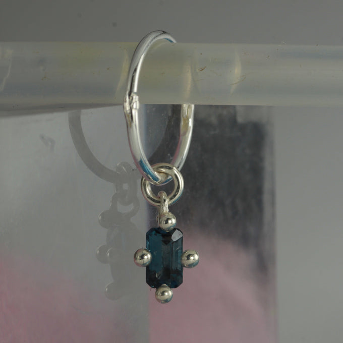 london blue topaz hanging hoop