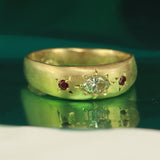 Oval diamond and tiny rubies - size 5