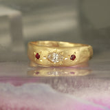 Oval diamond and tiny rubies - size 5