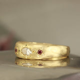 Oval diamond and tiny rubies - size 5