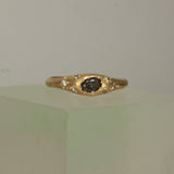 Black salt and pepper diamond ring - Size 7.5