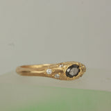 Black salt and pepper diamond ring - Size 7.5