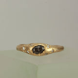 Black salt and pepper diamond ring - Size 7.5