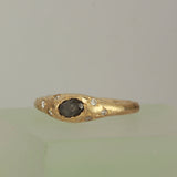 Black salt and pepper diamond ring - Size 7.5