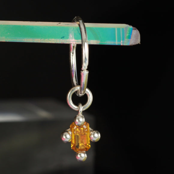 lab yellow sapphire hanging hoop silver
