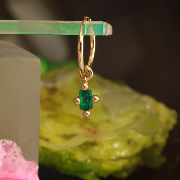 Lab Emerald hanging hoop