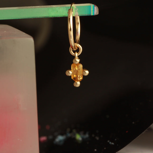 Citrine hanging hoop - 9k