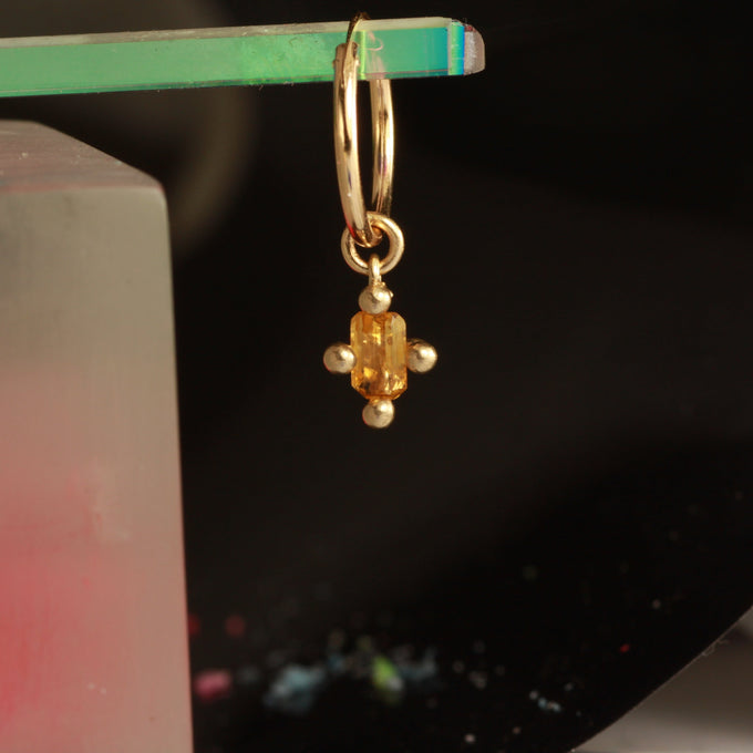 Citrine hanging hoop - 9k