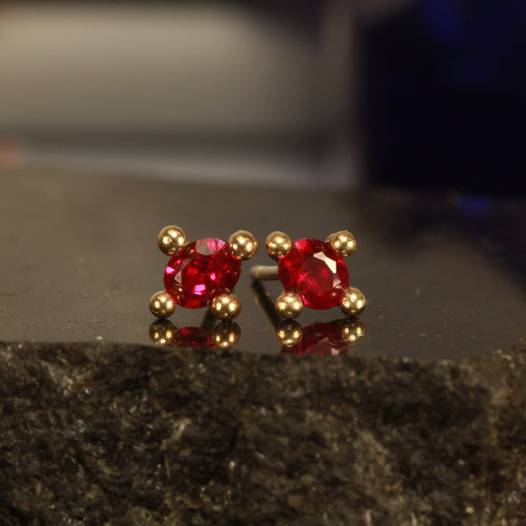 lab grown ruby studs