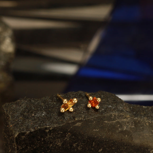 orange sapphire studs