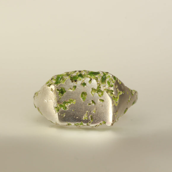 green enamel signet ring