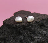 white keshi pearl studs