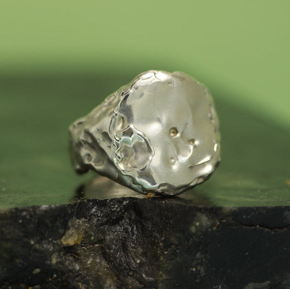 heavy melted signet ring